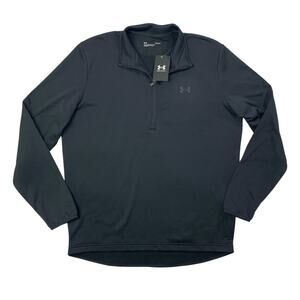 Under Armour Sweatshirt Mens L Large Black Loose Half Zip Fleece Lined Dropcut